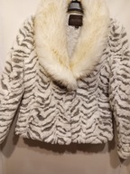 kurtka biała popielata sztuczne futro