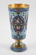Kielich srebro złocone 84 emalia komórkowa Maria Semenova 1899-1908 320g