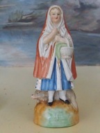 Kobieta z pieskiem - stara porcelana.