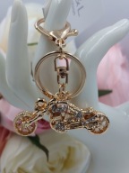 Brelok MOTOCYKL MOTOR Złoty Metal Cyrkonie Prezent