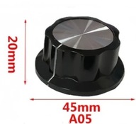 Gałka pokrętło fi-45 mm potencjometru przełącznika na wałek fi 6 mm 3-7-5