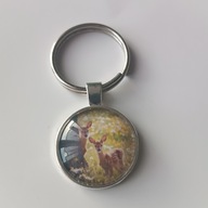 Brelok do kluczy, szkło, sarenki