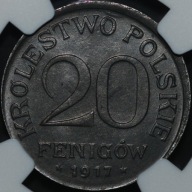 20 Fenigów 1917 Królestwo Polskie - MS 64 - NGC - MAX NOTA