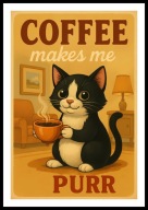 A2 PLAKAT DO KUCHNI KAWIARNI KAWA Z KOTEM KOT COFFEE MAKES ME PURR