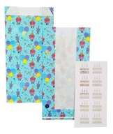 TOREBKI PAPIEROWE CUKIERKI SŁODYCZE NAKLEJKI 10SZT