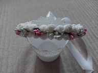 Wianek komunijny róże rękodzieło Komunia Święta wzór 3