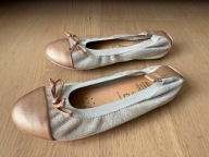 Balerinki ze skóry z brokatem wentylowana wkładka rozm.34