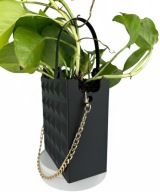 Doniczka czarna plastikowa nowoczesna dekoracyjna torebka 15 cm wysoka 3D