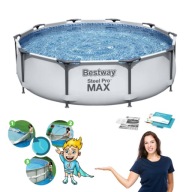 BASEN OGRODOWY OKRĄGŁY STELAŻOWY STABILNY DUŻY 305X76CM 4W1 BESTWAY
