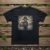 T-shirt Koszulka z jamnikiem na motocyklu z koszem