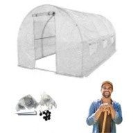 TUNEL FOLIOWY OGRODOWY SZKLARNIA 4X2,5X2M 6 OKIEN BIAŁY FOLIA PE 140G/M2