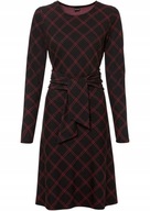 Tanio !_NOWA 189zł KLASYCZNA czarna sukienka w kratę bordo BODYFLIRT 52/54