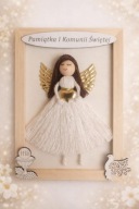 Pamiątka Pierwszej Komunii Świętej w ramce, Anioł Stróż makrama