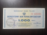 Depozytowy Bon Rewaloryzacyjny 1000 zł 1982 rok