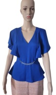 STAR DEBENHAMS NIEBIESKA bluzka z baskinką top elegancka LUŹNA 40 L