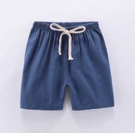 Lniane krótkie spodenki szorty z kieszonką dla chłopca granatowe 134 9 lat