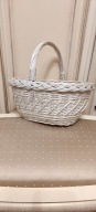 Koszyk wielkanocny biały, duży, z polskiej wikliny
