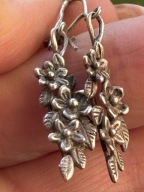 Warmet Resovia Kolczyki stare srebrne wiszące kwiatki niezapominajki