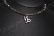 Naszyjnik KOZIOROŻEC znak zodiaku - Obsydian & Kwarc - Handmade