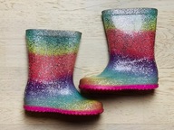Kalosze tęczowe brokatowe rozm. 26,5 16,5 cm + GRATIS