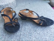 THINK nr 40 wygodne czarne sandały na słupku skóra