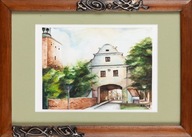 Szafrańska Marta Głogówek Brama Zamkowa akwarela sygnowana certyfikat