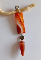 Naturalny agat pasiasty - wisior z drzewkiem szczęścia