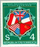 Austria 1980 Znaczek Mi 1641 ** flagi niepodległość umowa II wojna światowa