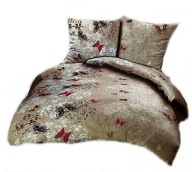 Pościel kora lux 200x220 + 2x70x80 zamek K 272-3 Motyle brąz
