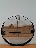 Zegar ścienny 80 cm z drewna orzechowego oraz chrobotka