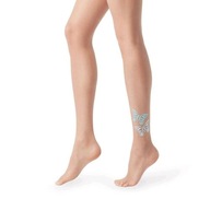 CALZEDONIA rajstopy cieliste BROKATOWY MOTYL S/M