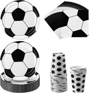 Zestaw naczyń imprezowych 60 szt. piłka nożna talerzyk kubeczek chusteczki