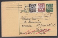 1936 Kartka do Warszawy, stempel pomocniczy "Wyjęto ze skrzynek listowych"
