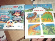 DINOZAURY książka i Puzzle CZuCZu 60 el. duże elementy 63x14cm + 10 gratis