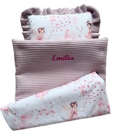 KOCYK pościel DO WÓZKA 50x75cm wafel HAFT imię METRYCZKA+PODUSZKA wyprawka