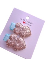 Mini spineczki o włosów serduszka handmade 2 szt.