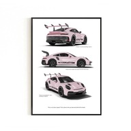 Plakat Porsche 911 GT3 RS – autorski, prezent, plakaty na ścianę 50x70