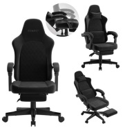 FOTEL GAMINGOWY MATERIAŁOWY OBROTOWY WYGODNY SOLIDNY + PODNÓŻEK SENSE7
