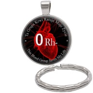 Brelok do kluczy/ka - Moja Grupa Krwi - 0 Rh- zawieszka plecak portfel
