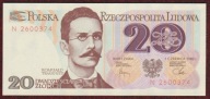 20 zł. 1982 r. ser. N UNC b. rzadka seria - PIĘKNY !!!