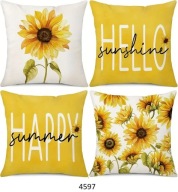 Poszewki na poduszki 4szt 45x45cm SŁONECZNIKI HELLO SUNSHINE 4597