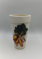 Ceramiczny wazon w kształcie doniczki z motywem marchewek styl rustykalny