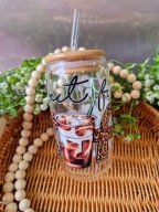 Kubek szklanka 500ml But First Coffee kawa mrożona słomka i pokrywka