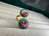 Ręcznie robiony pierścionek z żywicy – unikalna biżuteria - suszone kwiaty