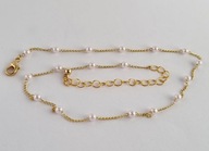 DELIKATNY NASZYJNIK POZŁACANY Z PEREŁKAMI