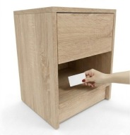 Szafka Nocna Dąb Sonoma z ukrytym schowkiem na kartę Tajna szafka RFID