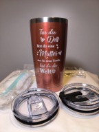 Kubek termiczny 600ml stal 304 +2 pokrywki +2 słomki PREZENT Mama