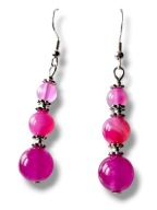 JFAG13 Kolczyki kamienie JADEIT FUKSJA AGAT