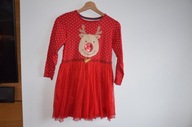 sukienka Mikołaj renifer 9 - 10 lat czerwona 134 cm