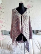 KARDIGAN SWETER NARZUTKA KOLOROWY OMBRE SZARY MAXI VINTAGE COQUETTE